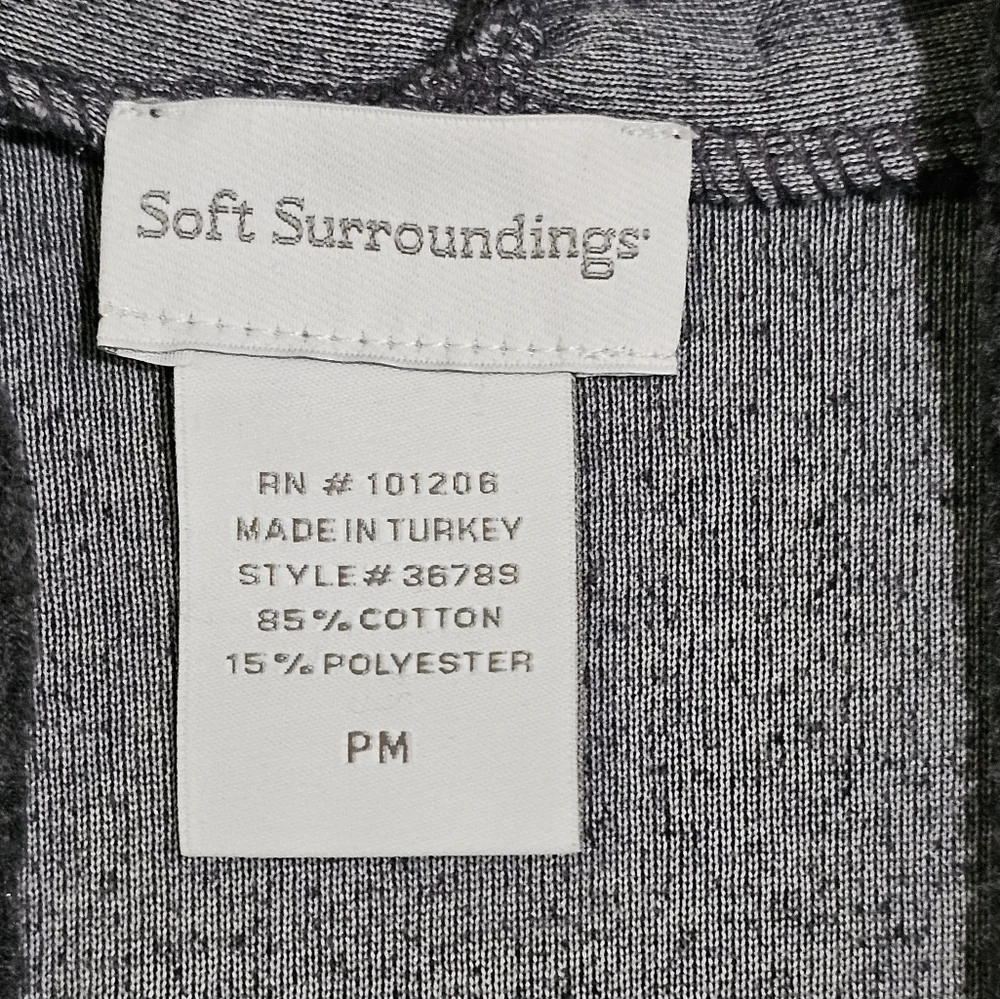 Soft Surroundings Womens Petite Medium Charcoal Faux Wrap Sweater Cozy Preppy - Picture 4 of 6
